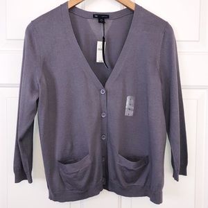 Gap Combed Cotton Gray 3/4 sleeve Cardigan